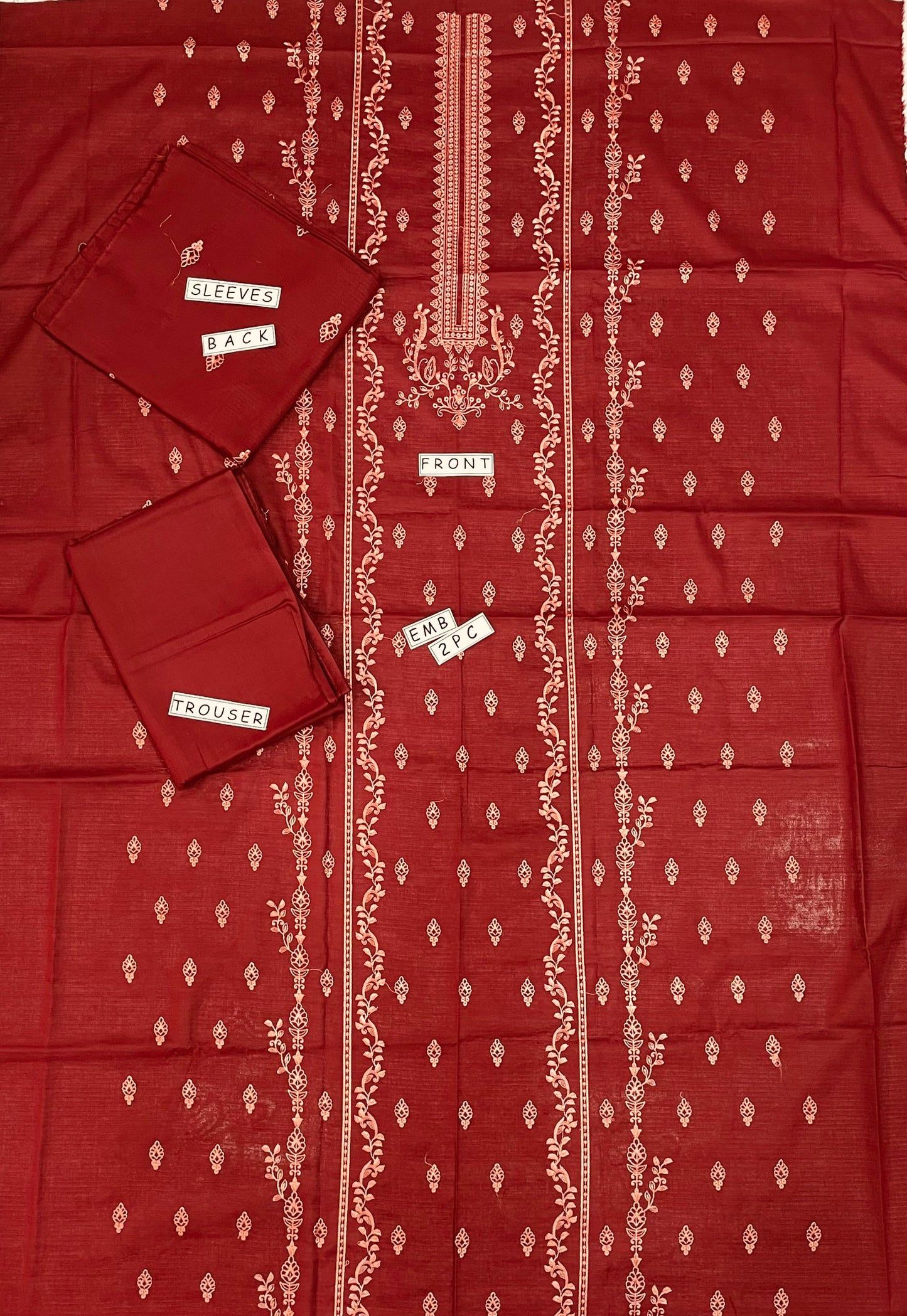 2PC Unstitched Cambric Cotton Suit Design 04