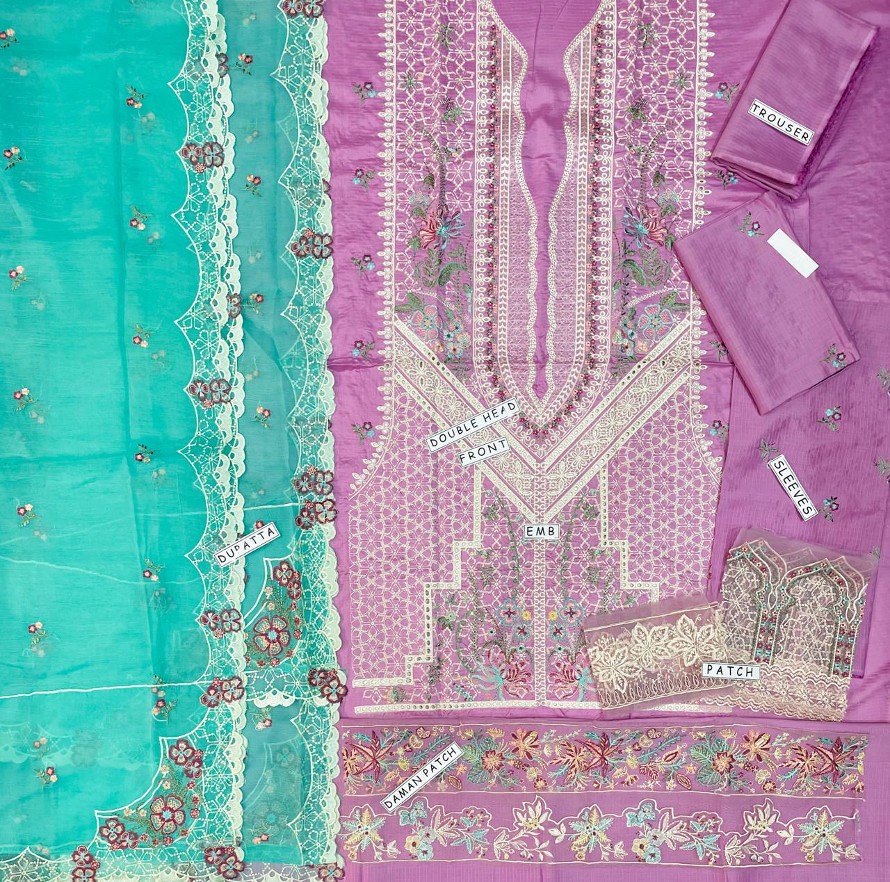 Unstitched 3PC Viscose Embroidered Suit Design 01