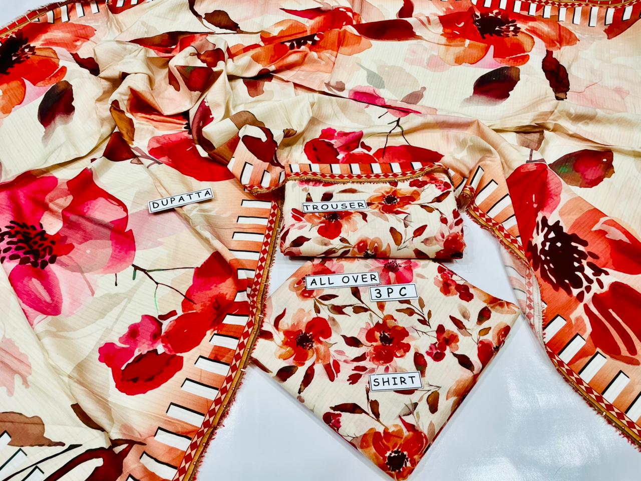 3PC Unstitched Printed Linen Bana Dora Design 25