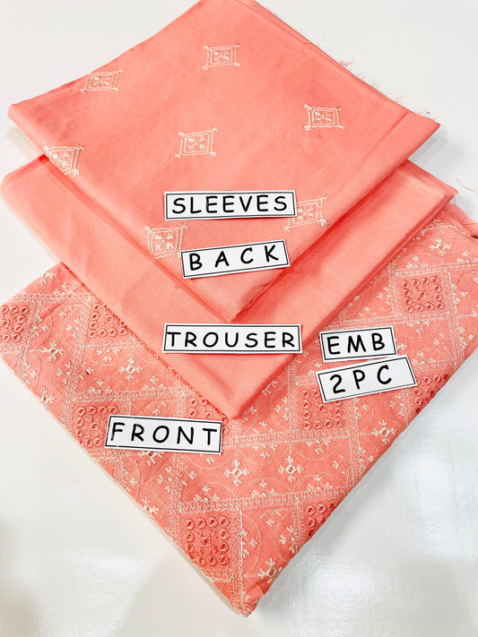 2PC Unstitched Cambric Cotton Suit Design 08