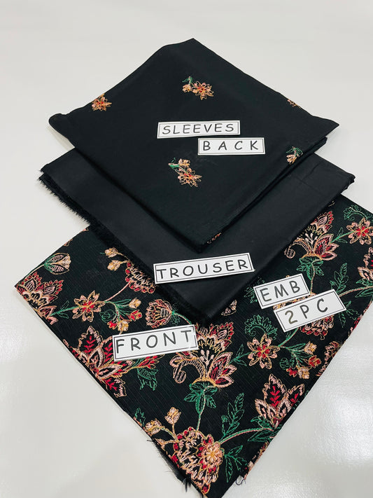 2PC Unstitched Cambric Cotton Suit Design 02