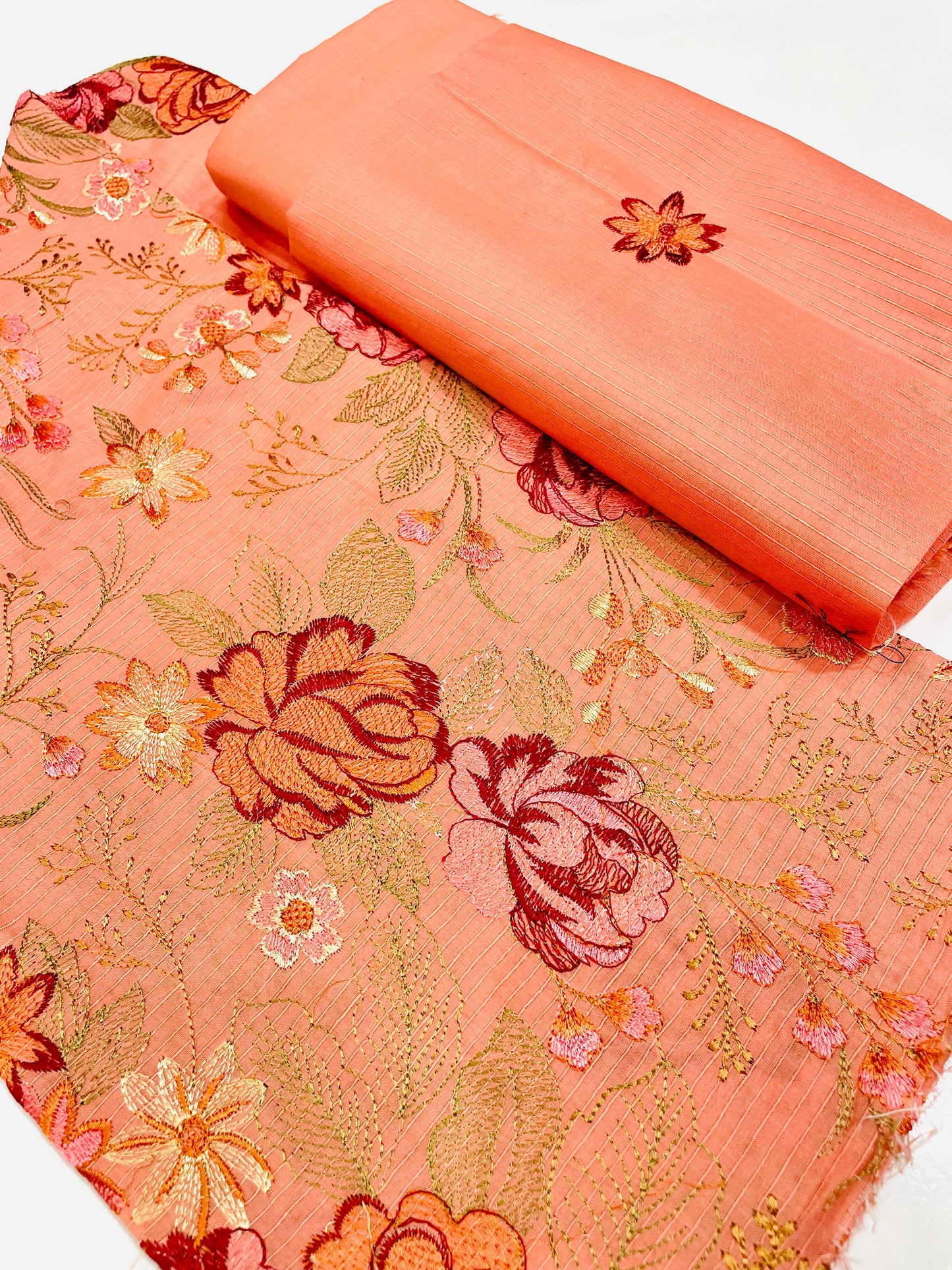 2PC Unstitched Cambric Cotton Suit Design 01