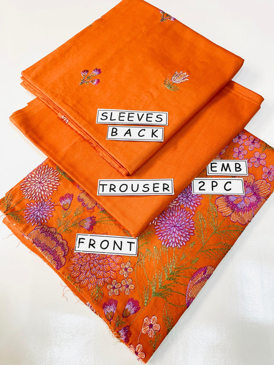 2PC Unstitched Cambric Cotton Suit Design 06