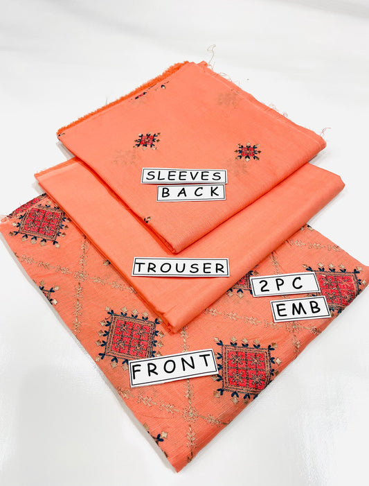 3PC Unstitched Cambric Cotton Suit Design 03