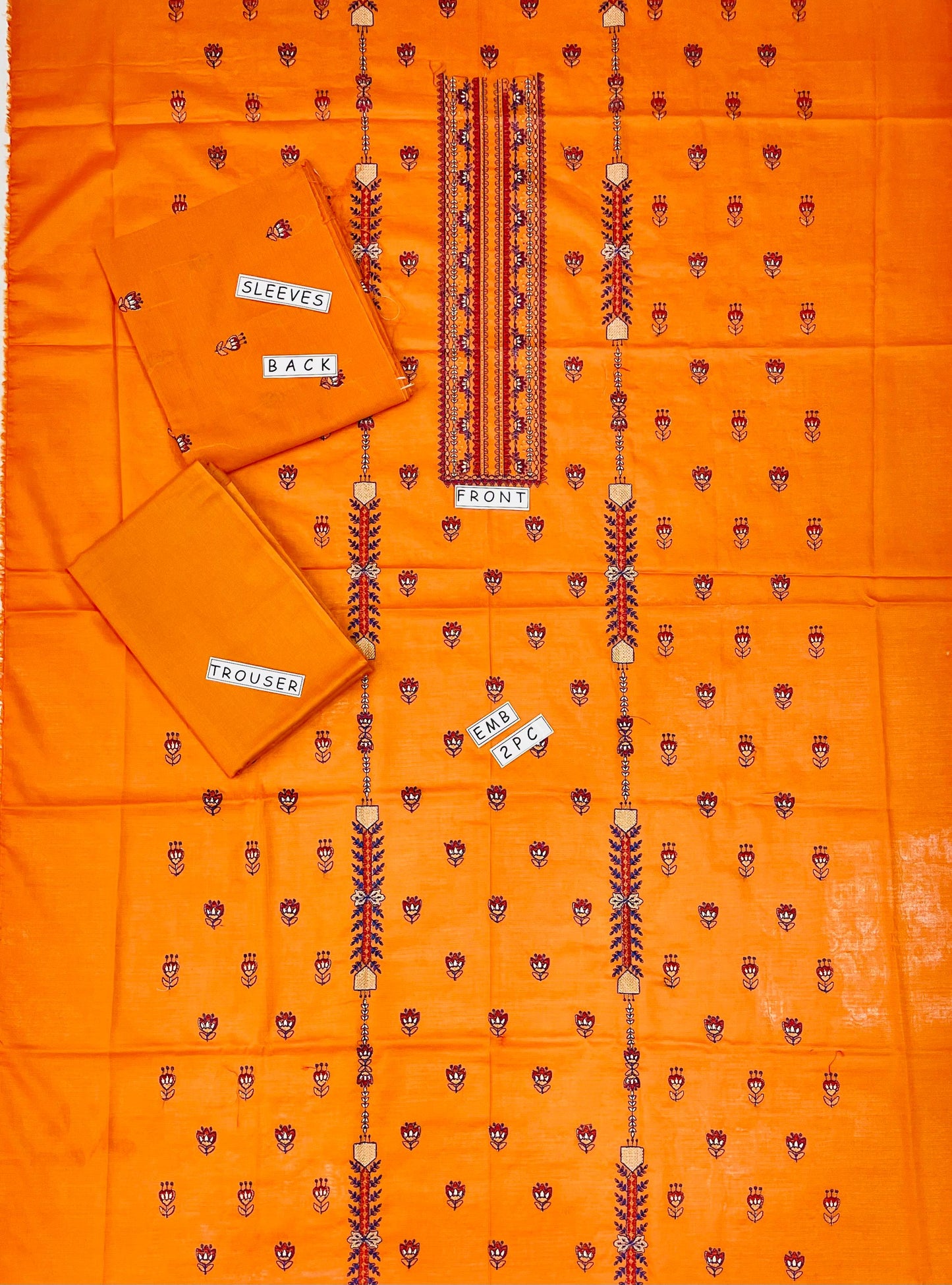 2PC Unstitched Cambric Cotton Suit Design 05