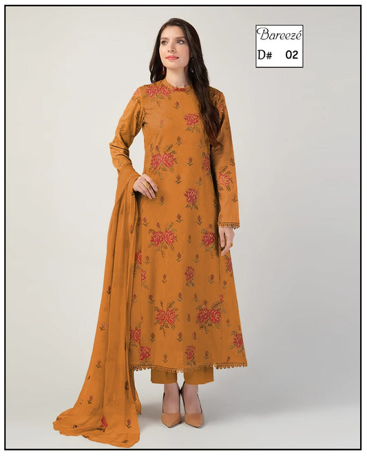 Unstitched 3PC Viscose Embroidered Suit Design 07