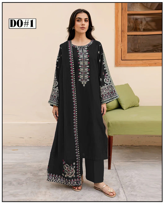 Khaddar 3 Piece Embroidery  Dress Design 02