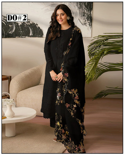 Khaddar 3 Piece Embroidery  Dress Design 01