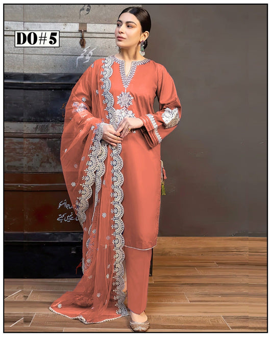 Khaddar 3 Piece Embroidery  Dress Design 05