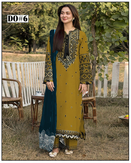 Khaddar 3 Piece Embroidery  Dress Design 06