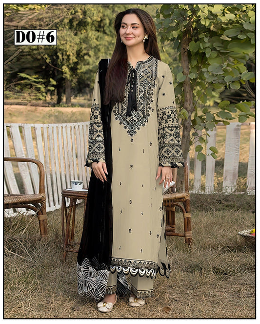 Khaddar 3 Piece Embroidery  Dress Design 06