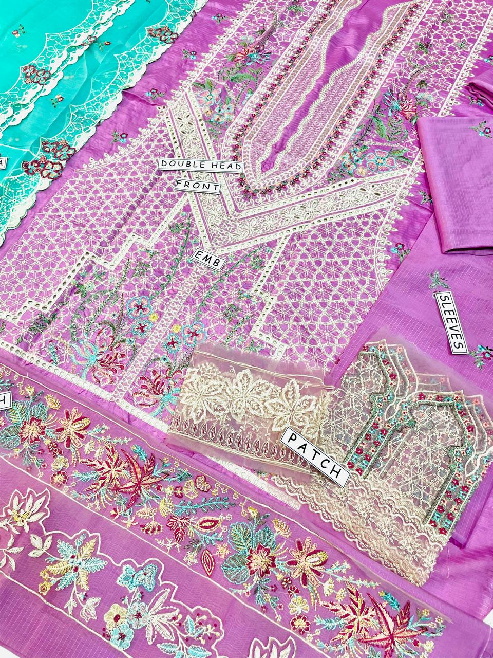 Unstitched 3PC Viscose Embroidered Suit Design 01