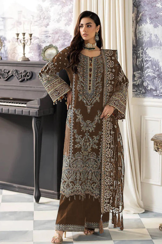 Unstitched 3PC Viscose Embroidered Suit Design 05