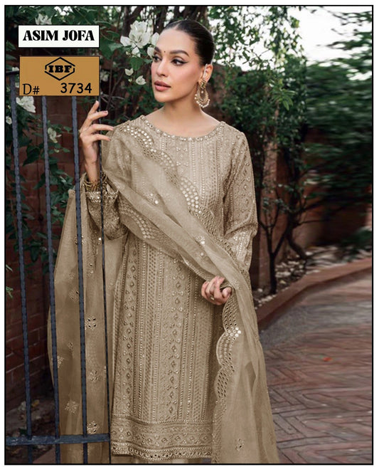 Unstitched 3PC Viscose Embroidered Suit Design 04