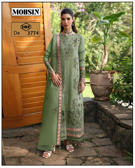 Unstitched 3PC Viscose Embroidered Suit Design 06
