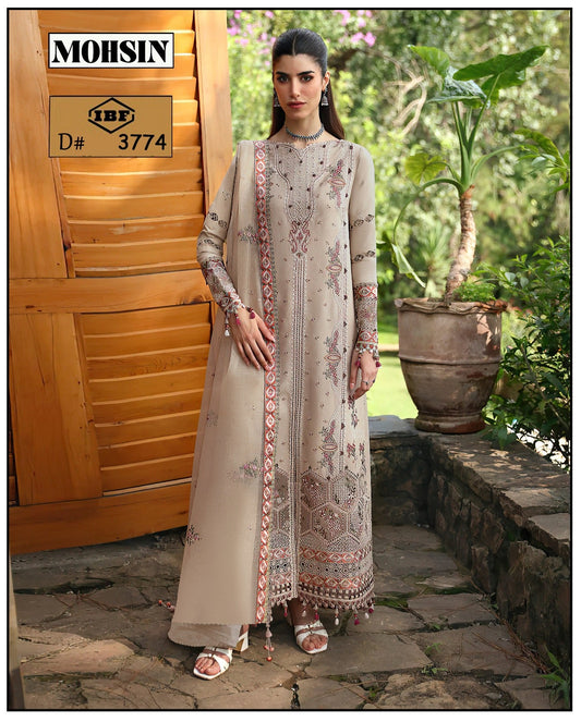 Unstitched 3PC Viscose Embroidered Suit Design 06