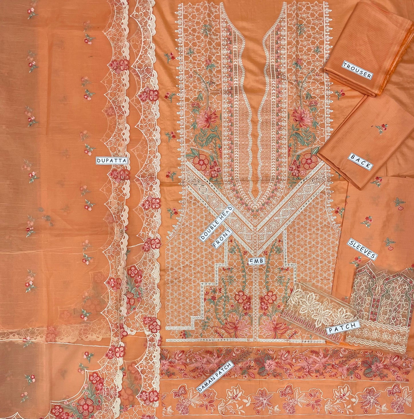 Unstitched 3PC Viscose Embroidered Suit Design 01