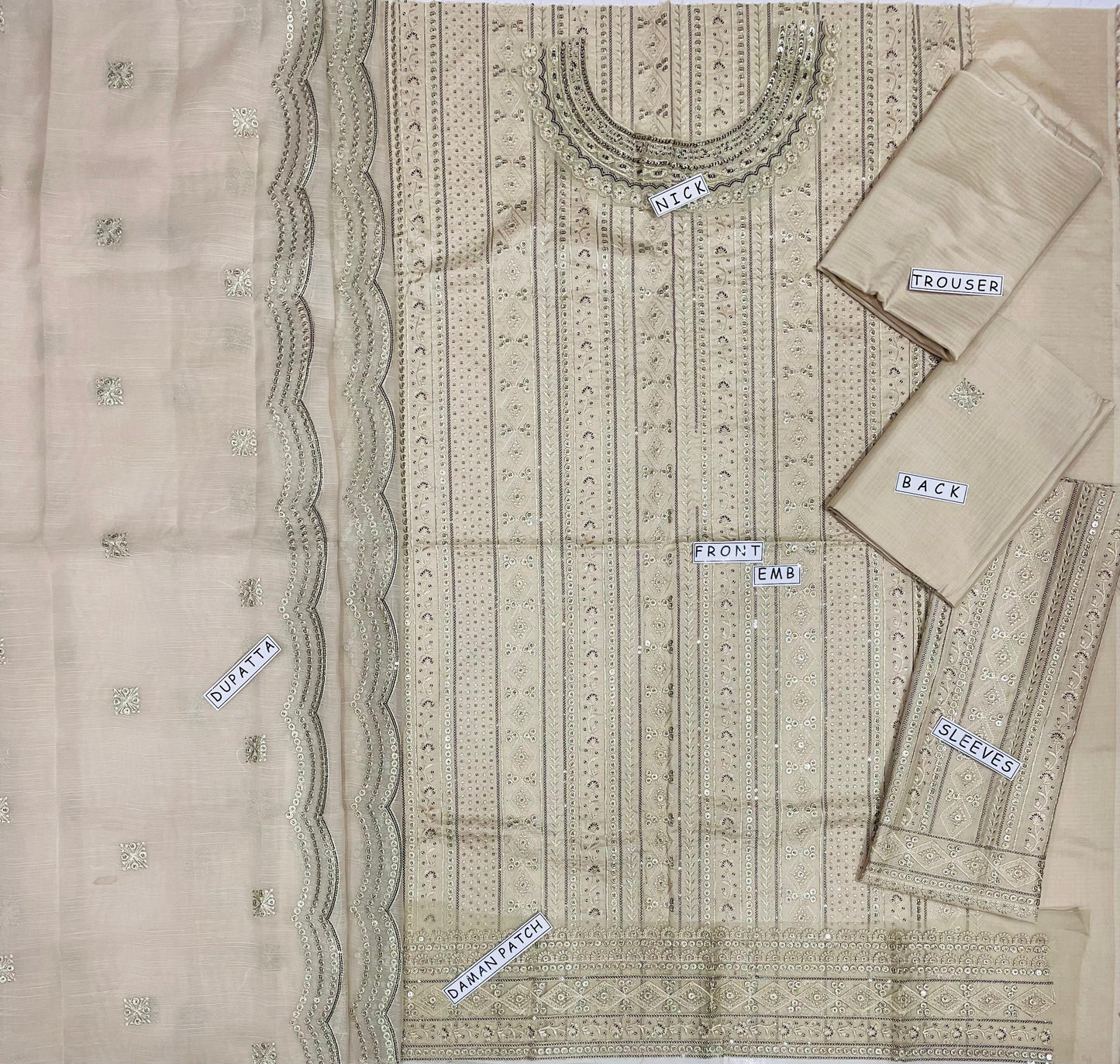 Unstitched 3PC Viscose Embroidered Suit Design 04