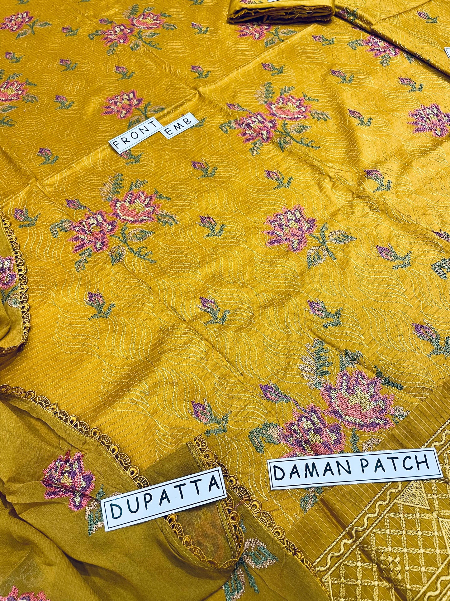 Unstitched 3PC Viscose Embroidered Suit Design 07