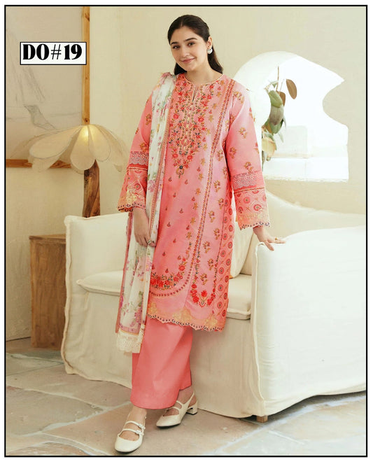 Khaddar 3 Piece Embroidery Dress Design 07