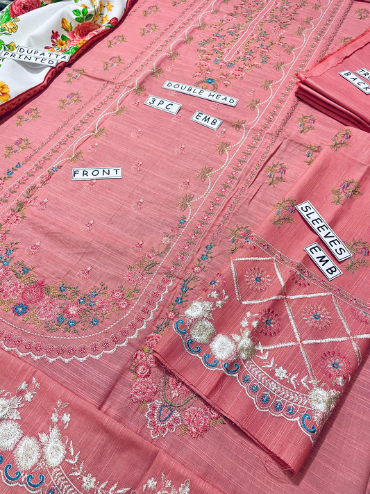 Khaddar 3 Piece Embroidery Dress Design 07