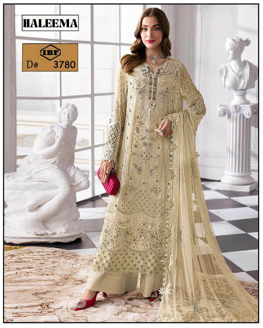 HALEEMA Unstitched 3PC Viscose Embroidered DRESS 03