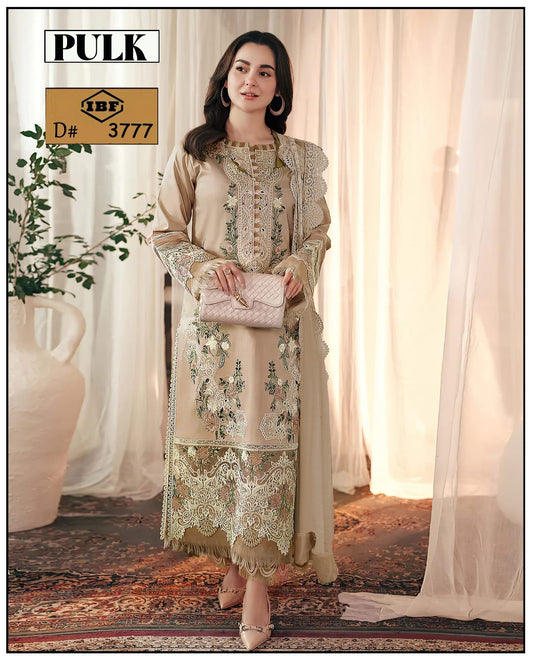 PULK Unstitched 3PC Viscose Embroidered DRESS O4