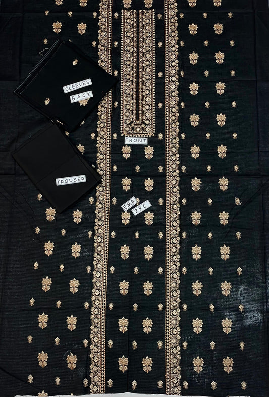 2PC Unstitched Cambric Cotton Suit Design 04