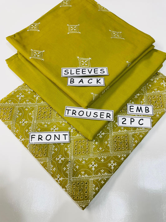 2PC Unstitched Cambric Cotton Suit Design 08