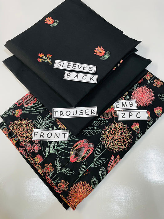 2PC Unstitched Cambric Cotton Suit Design 06